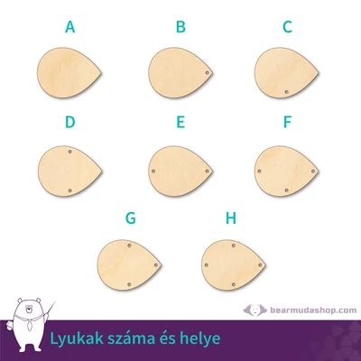 Dekorálható csepp fa tábla alap, több színben és méretben, 5 - 55 cm