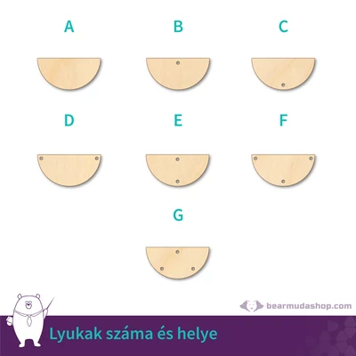 Dekorálható félkör fa tábla alap, több színben és méretben, 5 - 55 cm