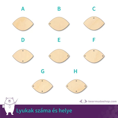 Dekorálható hegyes ellipszis fa tábla alap, több színben és méretben, 5 - 55 cm