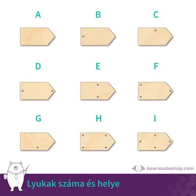 Dekorálható nyíl fa tábla alap, több színben és méretben, 5 - 55 cm