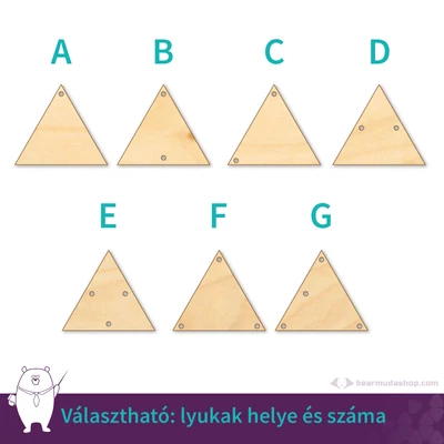 Háromszög ékszer fa medál alap 4 cm, többféle
