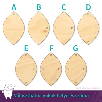 Hegyes ellipszis ékszer fa medál alap 4 cm, többféle