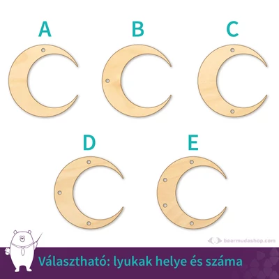 Hold ékszer fa medál alap 4 cm, többféle