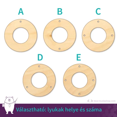 Karika ékszer fa medál alap 4 cm, többféle