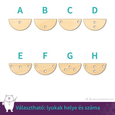 Kicsi fa félkör ékszer alap 2 cm, többféle