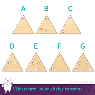 Kicsi fa háromszög ékszer alap 2 cm, többféle