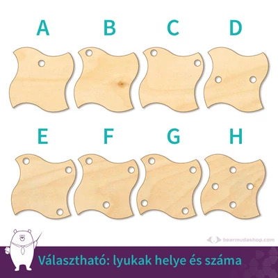 Kicsi fa hullámos négyzet ékszer alap 2 cm, többféle