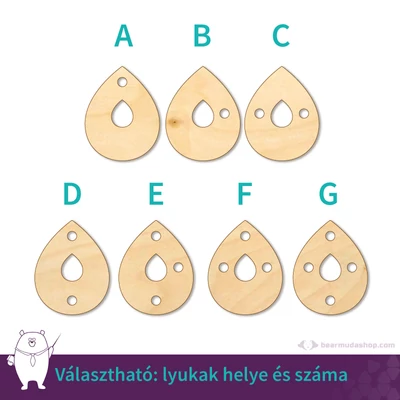Kicsi fa kivágott csepp ékszer alap 2 cm, többféle