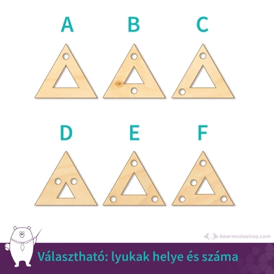 Kicsi fa kivágott háromszög ékszer alap 2 cm, többféle