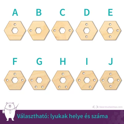 Kicsi fa kivágott hatszög ékszer alap 2 cm, többféle