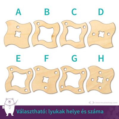 Kicsi fa kivágott hullámos négyzet ékszer alap 2 cm, többféle