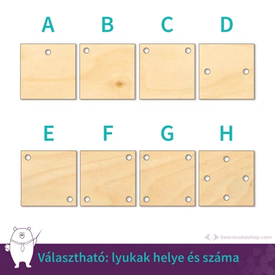 Kicsi fa négyzet ékszer alap 2 cm, többféle