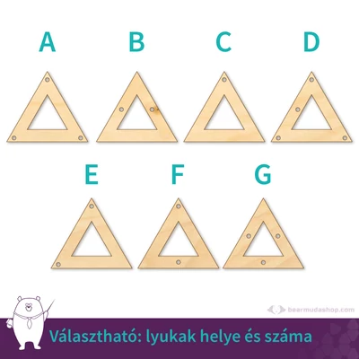 Kivágott háromszög ékszer fa medál alap 4 cm, többféle