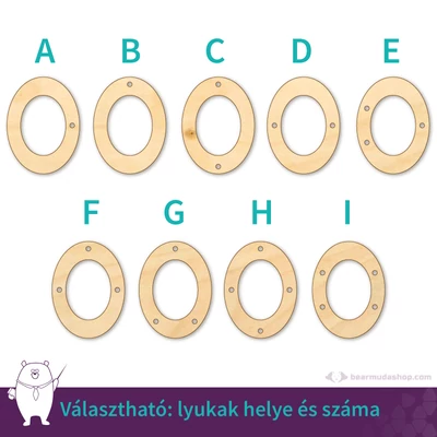 Kivágott ovális ékszer fa medál alap 4 cm, többféle