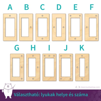 Kivágott téglalap ékszer fa medál alap 4 cm, többféle