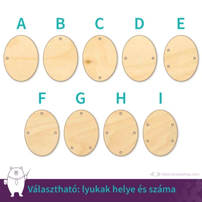 Ovális ékszer fa medál alap 4 cm, többféle