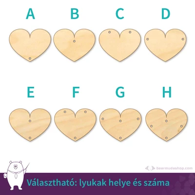 Szív ékszer fa medál alap 4 cm, többféle