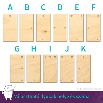 Téglalap ékszer fa medál alap 4 cm, többféle