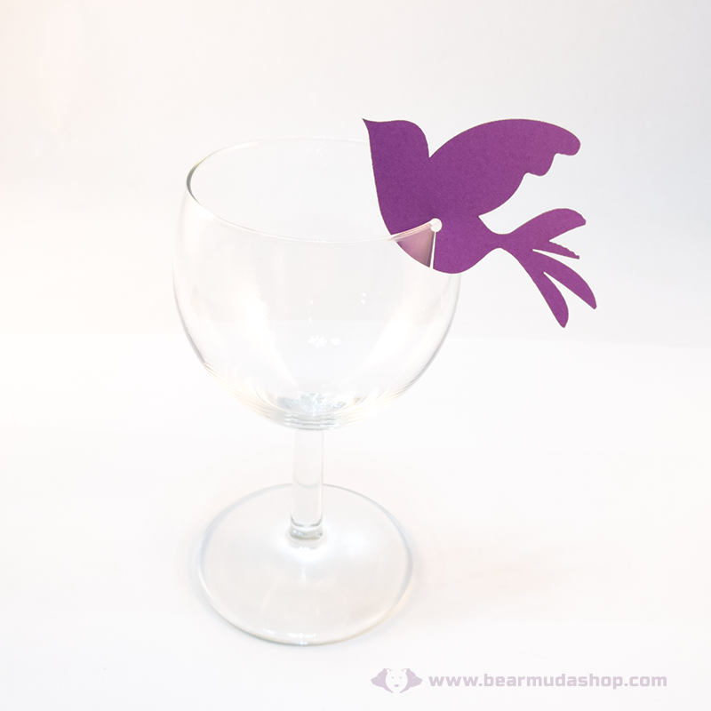 Írható papír pohár jelölő madár, több színben