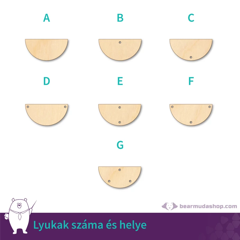 Dekorálható félkör fa tábla alap, több színben és méretben, 5 - 55 cm