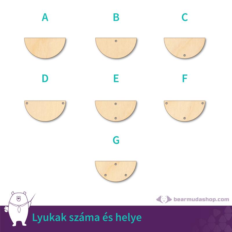 Dekorálható félkör fa tábla alap, több színben és méretben, 5 - 55 cm