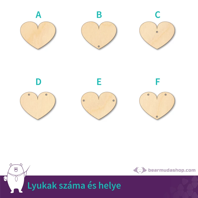 Dekorálható szív fa tábla alap, több színben és méretben, 5 - 55 cm