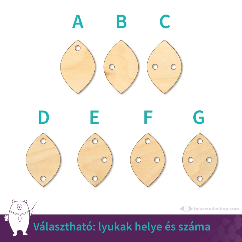 Kicsi fa hegyes ellipszis ékszer alap 2 cm, többféle