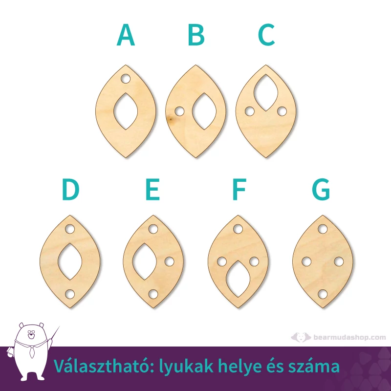 Kicsi fa kivágott hegyes ellipszis ékszer alap 2 cm, többféle