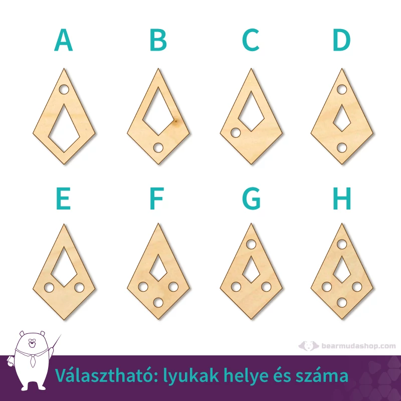 Kicsi fa kivágott kristály ékszer alap 2 cm, többféle