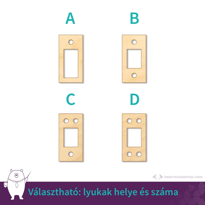 Kicsi fa kivágott téglalap ékszer alap 2 cm, többféle