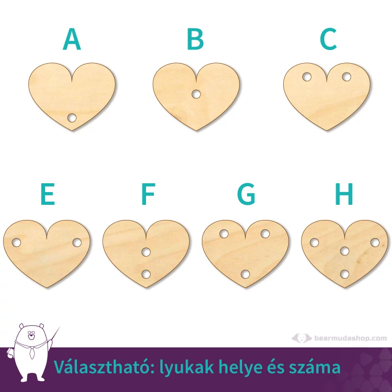 Kicsi fa szív ékszer alap 2 cm, többféle