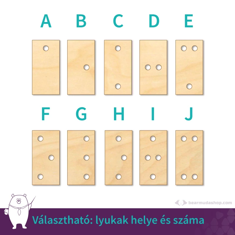 Kicsi fa téglalap ékszer alap 2 cm, többféle