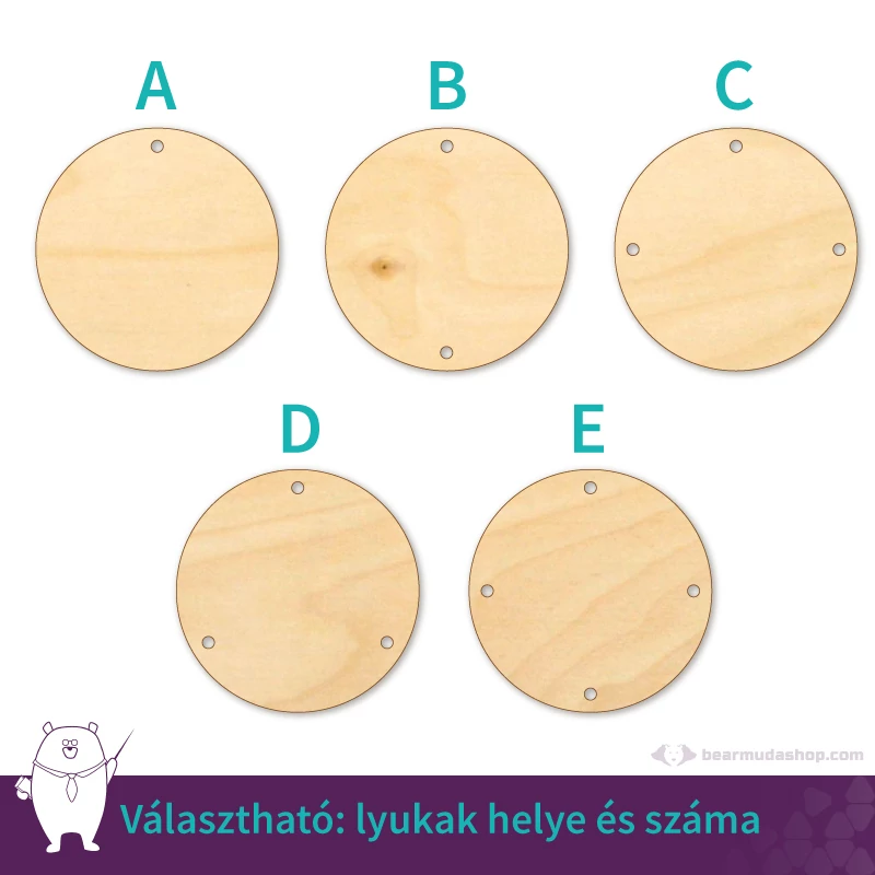 Kör ékszer fa medál alap 4 cm, többféle