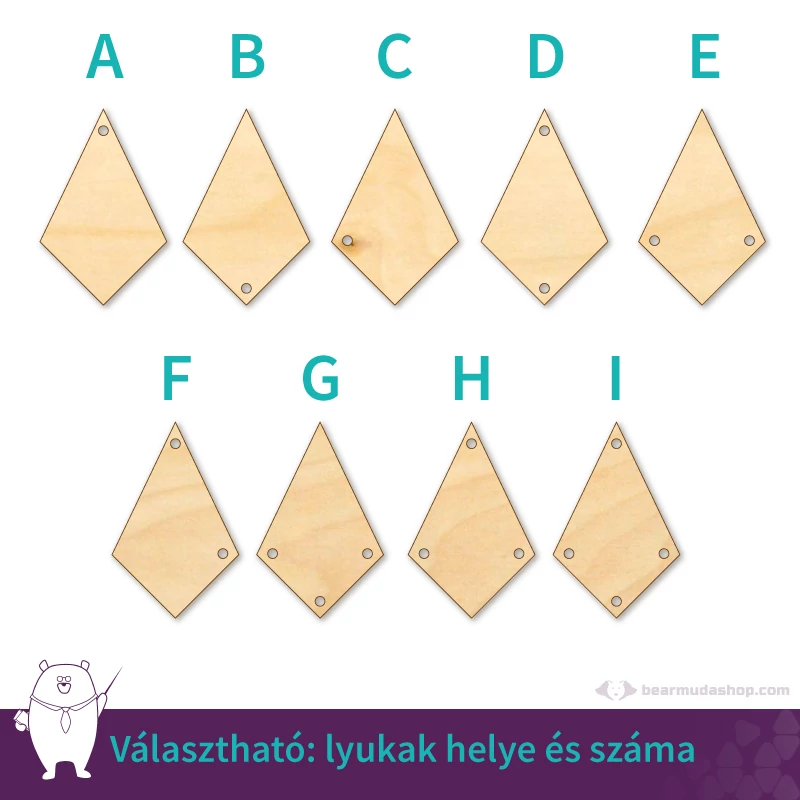 Kristály ékszer fa medál alap 4 cm, többféle