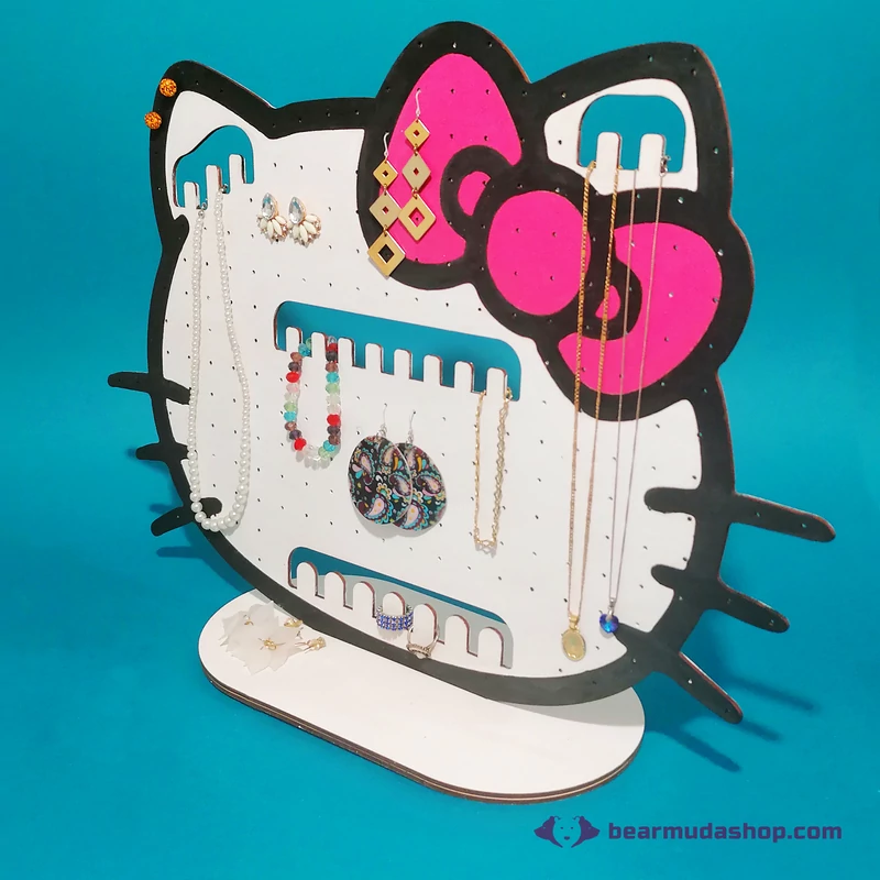 Hello Kitty témájú ékszertartó állvány, fali ékszer fogas több méretben
